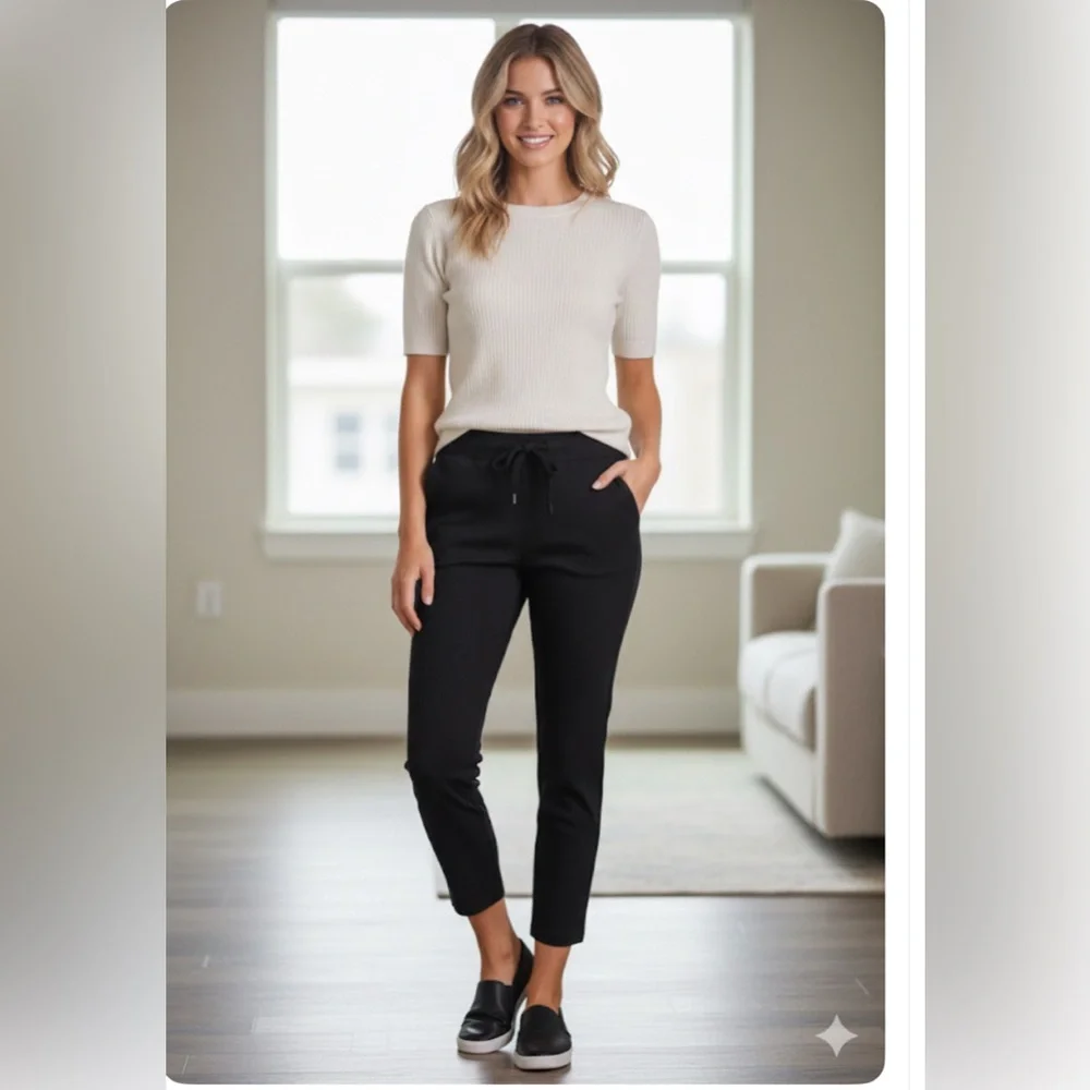 NWT Chico's ZENERGY black neema crop snaps Polished Cotton‎ ankle pants size 16
